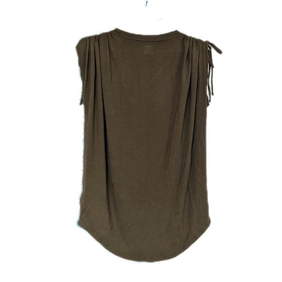 Express Relax Fit Oversized Tee Ruched Shoulders Sleeveless Avocado Green- sz XS - Picture 3 of 8
